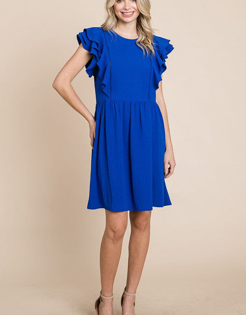 Load image into Gallery viewer, Flutter Sleeve Front Lace Ruched Sundress by RolyPoly Apparel
