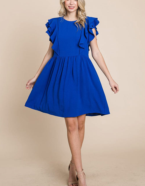 Load image into Gallery viewer, Flutter Sleeve Front Lace Ruched Sundress by RolyPoly Apparel
