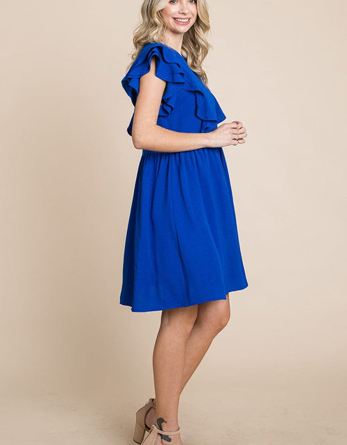 Load image into Gallery viewer, Flutter Sleeve Front Lace Ruched Sundress by RolyPoly Apparel
