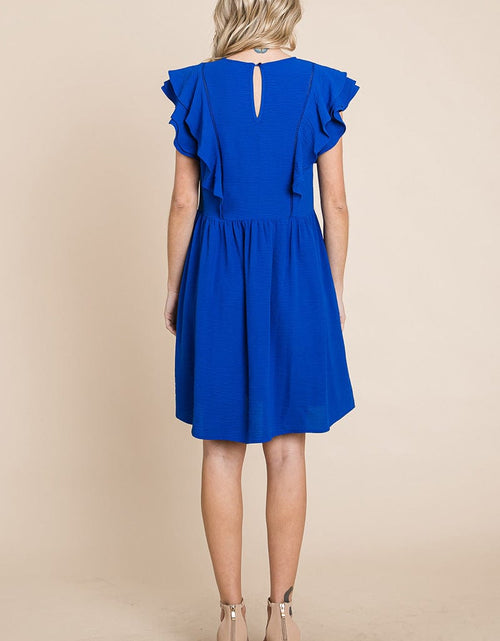 Load image into Gallery viewer, Flutter Sleeve Front Lace Ruched Sundress by RolyPoly Apparel
