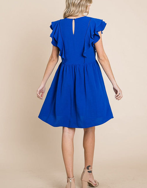 Load image into Gallery viewer, Flutter Sleeve Front Lace Ruched Sundress by RolyPoly Apparel
