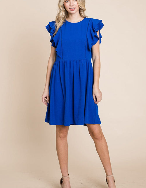 Load image into Gallery viewer, Flutter Sleeve Front Lace Ruched Sundress by RolyPoly Apparel
