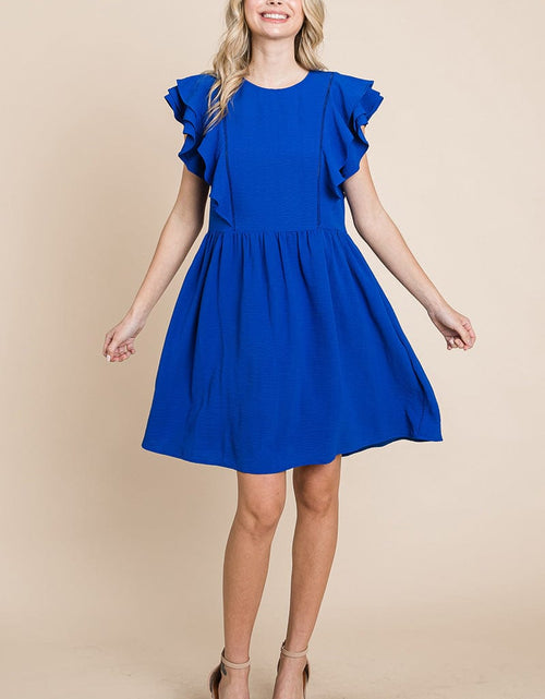 Load image into Gallery viewer, Flutter Sleeve Front Lace Ruched Sundress by RolyPoly Apparel
