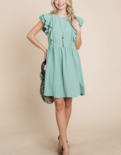 Load image into Gallery viewer, Flutter Sleeve Front Lace Ruched Sundress by RolyPoly Apparel
