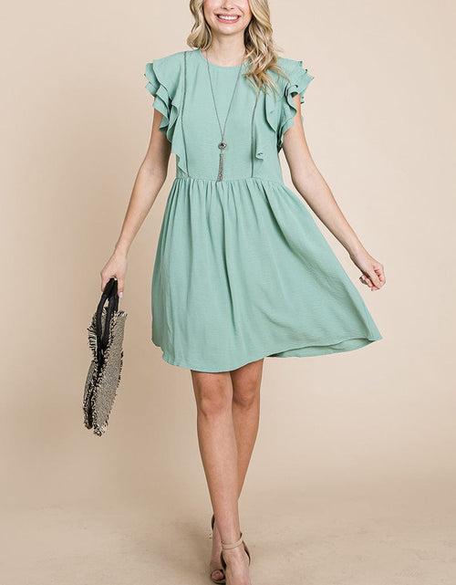 Load image into Gallery viewer, Flutter Sleeve Front Lace Ruched Sundress by RolyPoly Apparel
