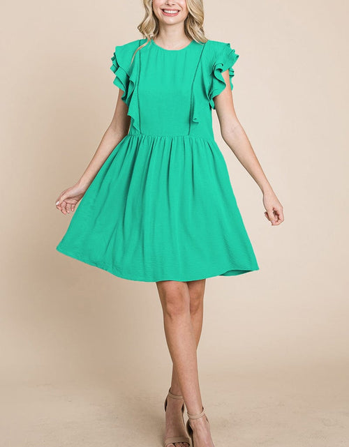 Load image into Gallery viewer, Flutter Sleeve Front Lace Ruched Sundress by RolyPoly Apparel
