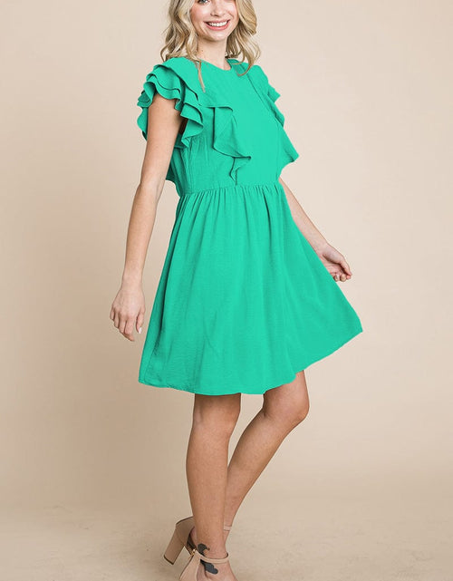 Load image into Gallery viewer, Flutter Sleeve Front Lace Ruched Sundress by RolyPoly Apparel
