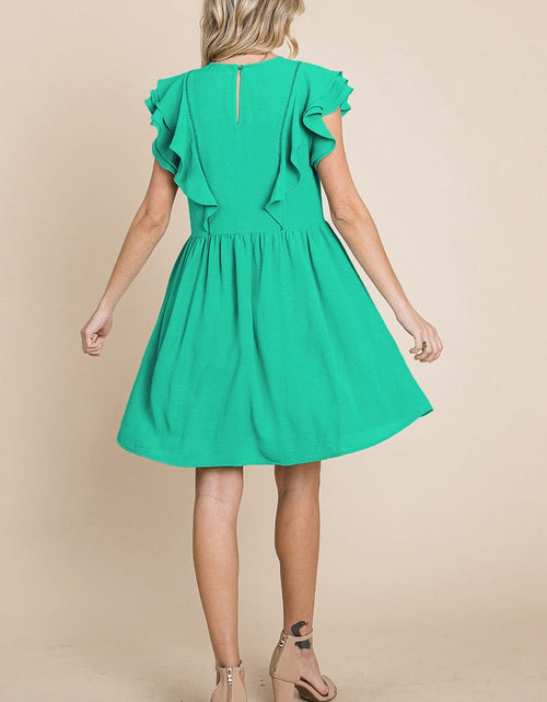 Load image into Gallery viewer, Flutter Sleeve Front Lace Ruched Sundress by RolyPoly Apparel
