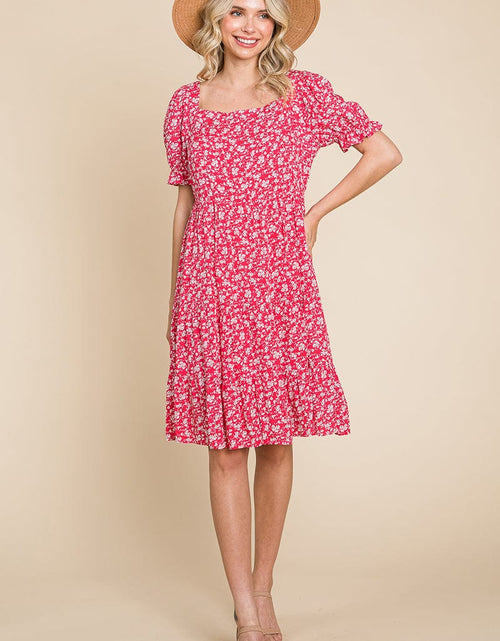 Load image into Gallery viewer, Floral Printed Square Neck Layered Dress by RolyPoly Apparel
