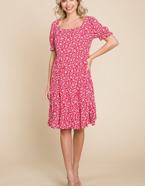 Load image into Gallery viewer, Floral Printed Square Neck Layered Dress by RolyPoly Apparel
