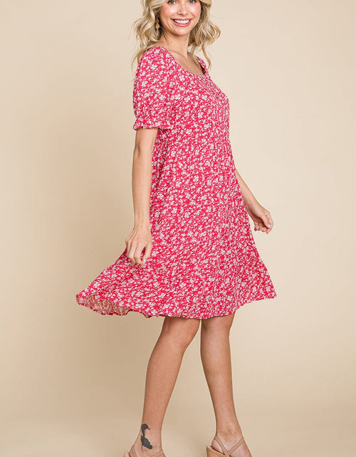 Load image into Gallery viewer, Floral Printed Square Neck Layered Dress by RolyPoly Apparel
