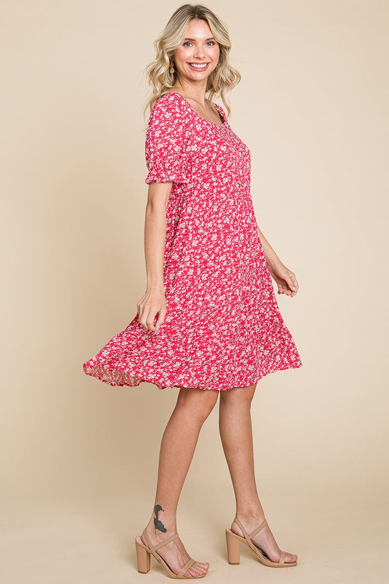 Floral Printed Square Neck Layered Dress by RolyPoly Apparel