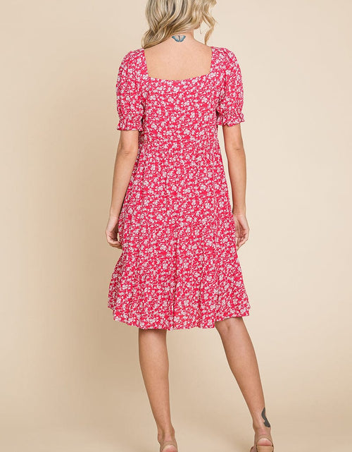 Load image into Gallery viewer, Floral Printed Square Neck Layered Dress by RolyPoly Apparel
