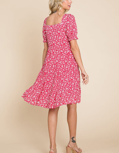 Load image into Gallery viewer, Floral Printed Square Neck Layered Dress by RolyPoly Apparel
