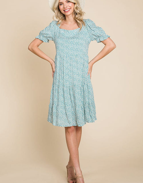 Load image into Gallery viewer, Floral Printed Square Neck Layered Dress by RolyPoly Apparel
