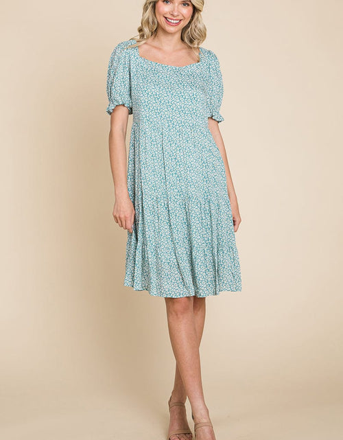 Load image into Gallery viewer, Floral Printed Square Neck Layered Dress by RolyPoly Apparel
