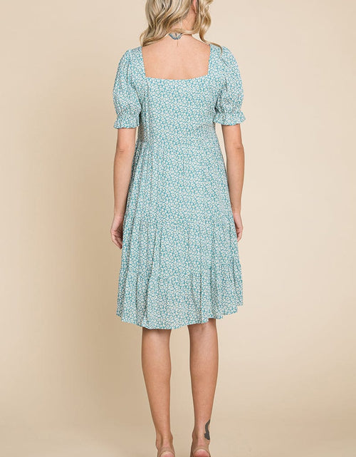 Load image into Gallery viewer, Floral Printed Square Neck Layered Dress by RolyPoly Apparel
