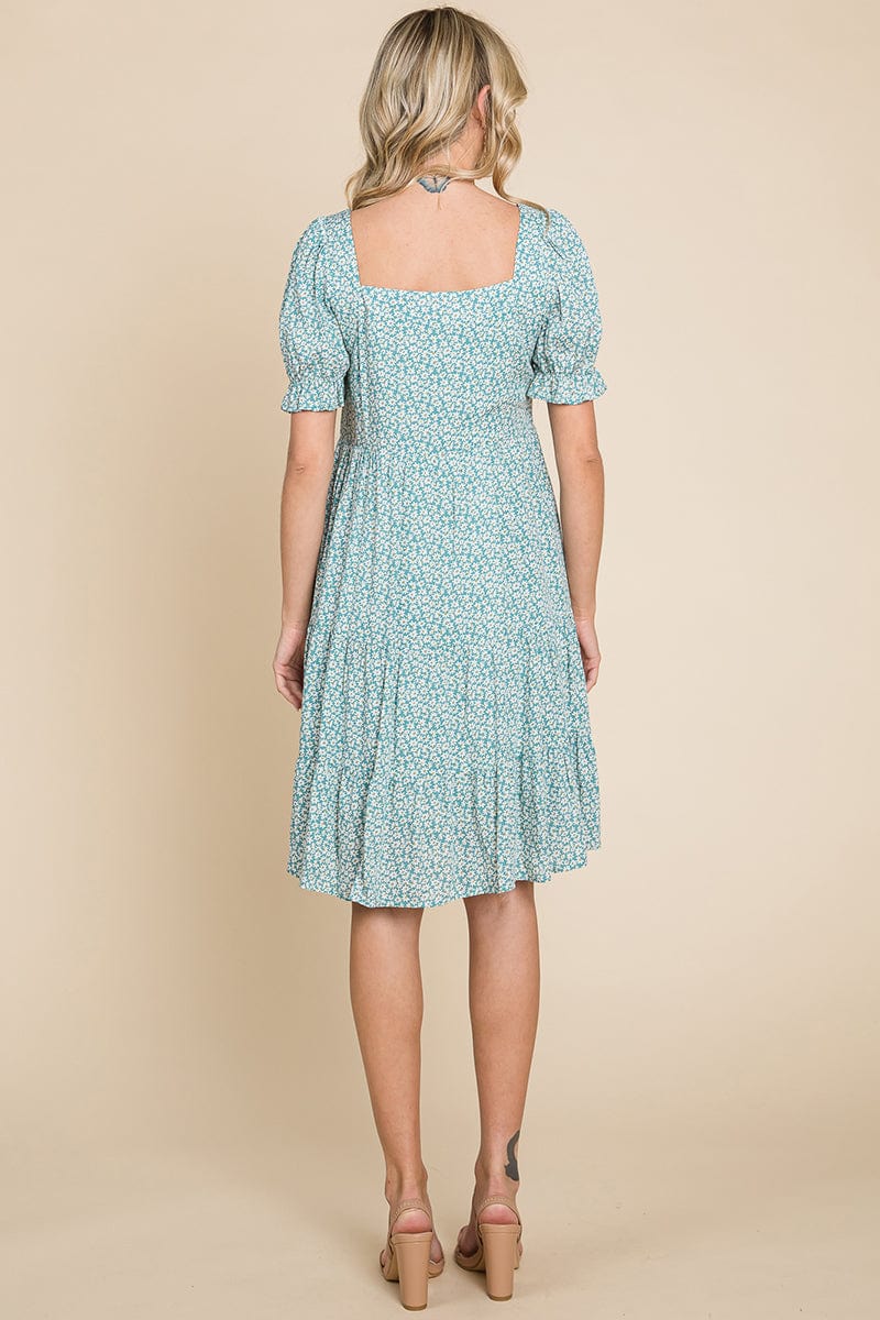 Floral Printed Square Neck Layered Dress by RolyPoly Apparel