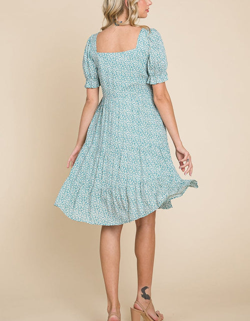 Load image into Gallery viewer, Floral Printed Square Neck Layered Dress by RolyPoly Apparel
