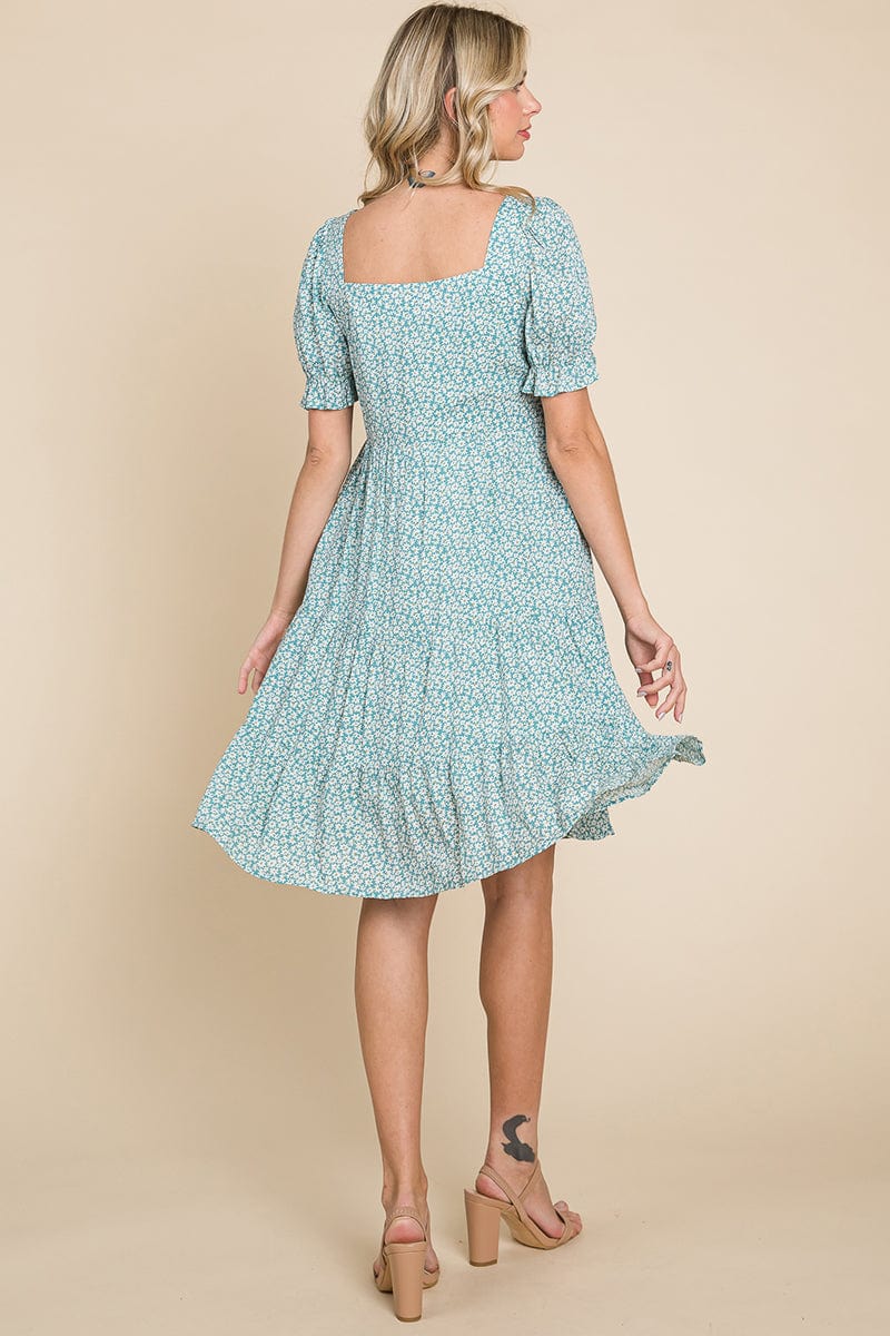 Floral Printed Square Neck Layered Dress by RolyPoly Apparel