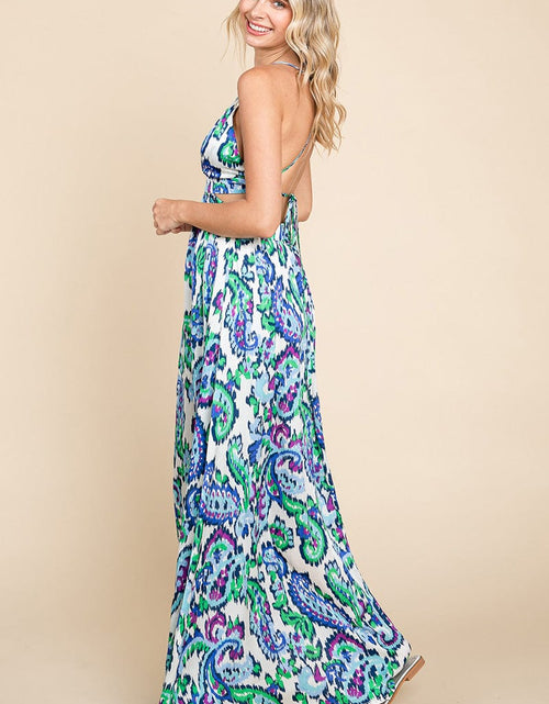 Load image into Gallery viewer, Deep V Neck Open Back Printed Boho Maxi Dress by RolyPoly Apparel
