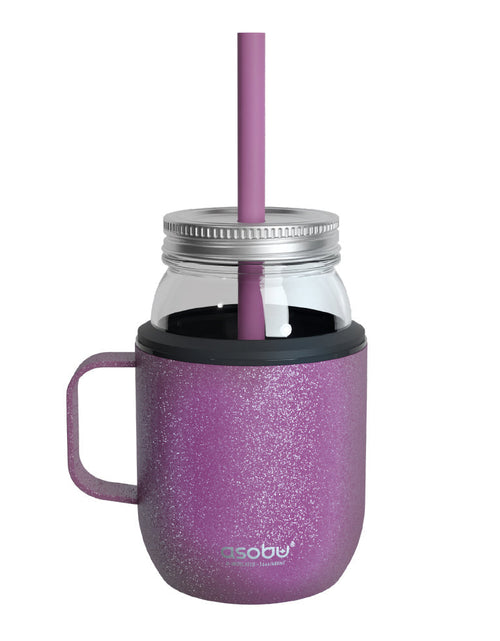 Load image into Gallery viewer, Glitter Pink Moonshine Mason Jar by ASOBU®
