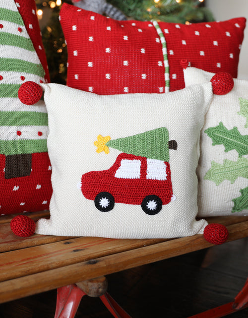 Load image into Gallery viewer, Car with Christmas Tree 10" Pillow by Melange Collection
