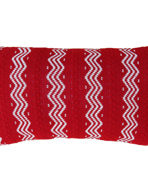 Load image into Gallery viewer, Red Zig-Zag Stripe Lumbar Pillow by Melange Collection
