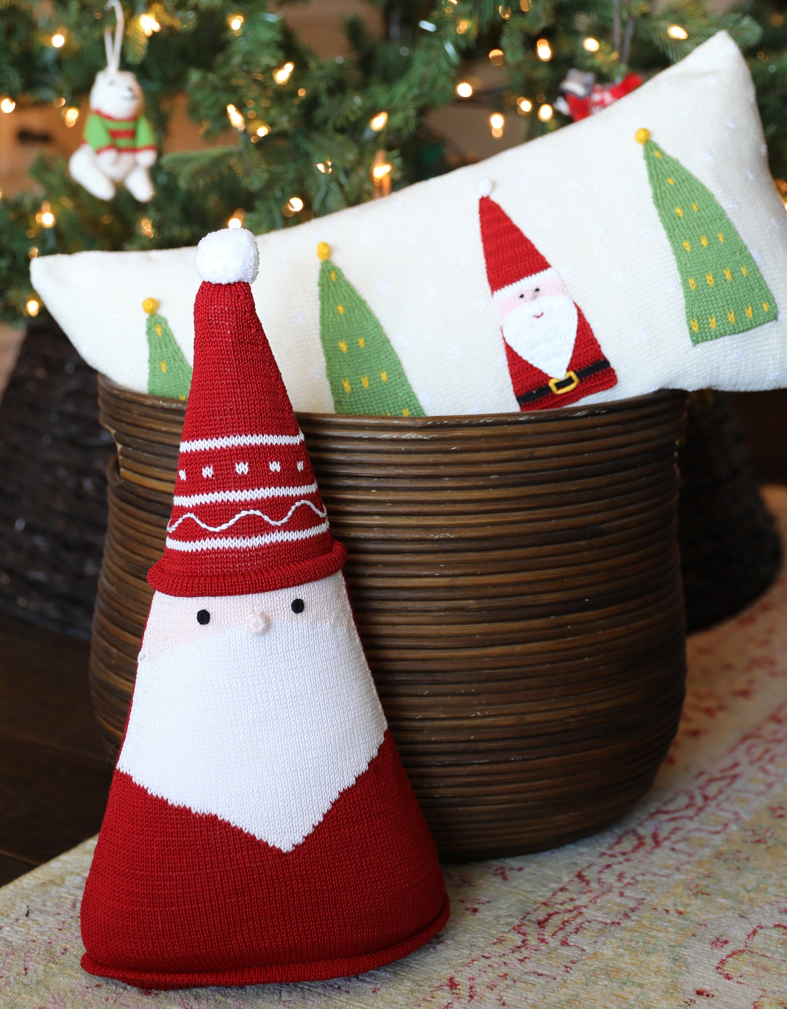 Santa Cone Pillow, 15", Red by Melange Collection