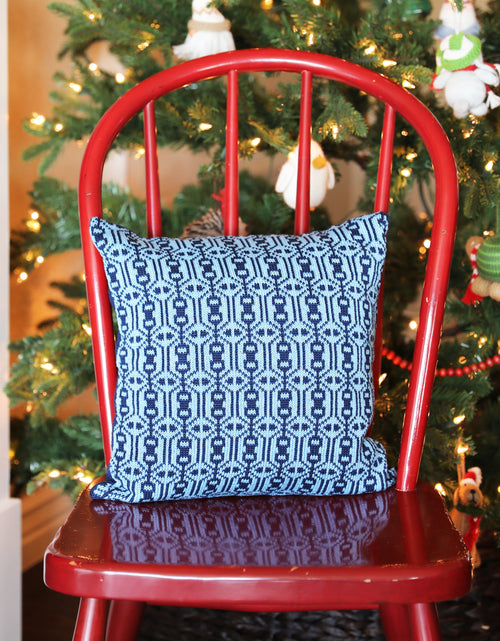 Load image into Gallery viewer, Blue Nordic Pattern Pillow, 14" by Melange Collection
