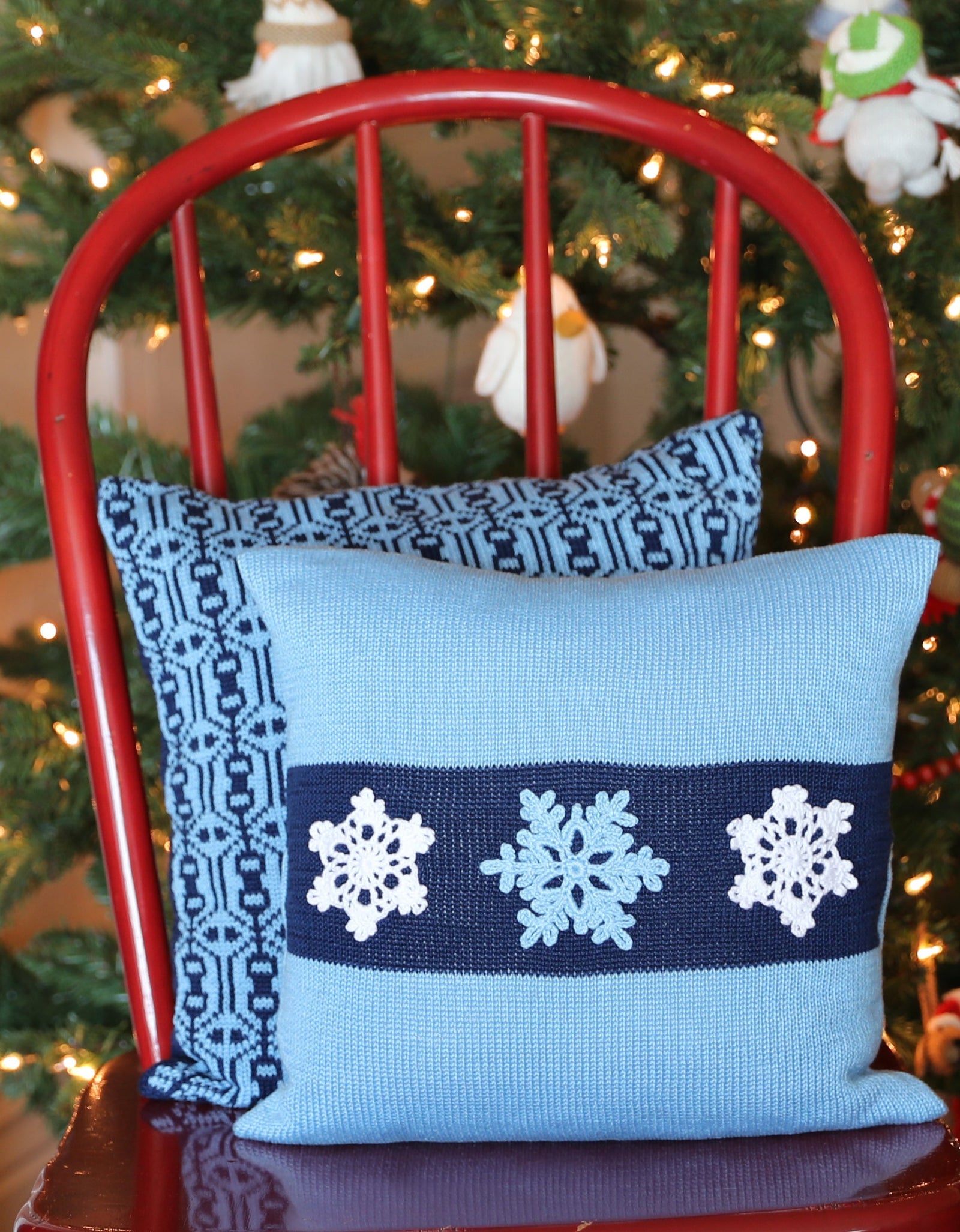 Blue Snowflake Pillow, 12" by Melange Collection