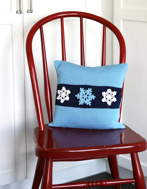 Load image into Gallery viewer, Blue Snowflake Pillow, 12" by Melange Collection
