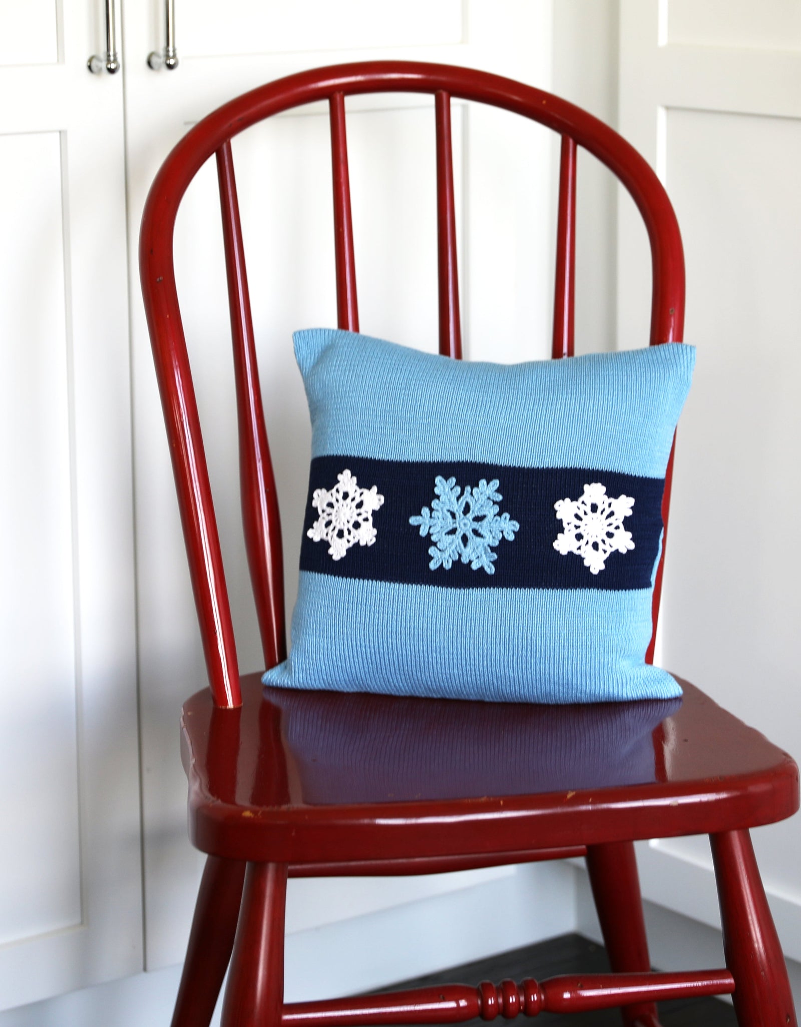 Blue Snowflake Pillow, 12" by Melange Collection