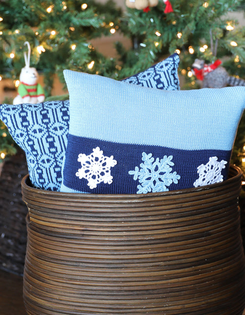 Load image into Gallery viewer, Blue Snowflake Pillow, 12" by Melange Collection
