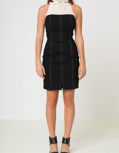 Load image into Gallery viewer, Women's Haltered Mock Neck Bodycon Mini Dress In Black by Shop at Konus
