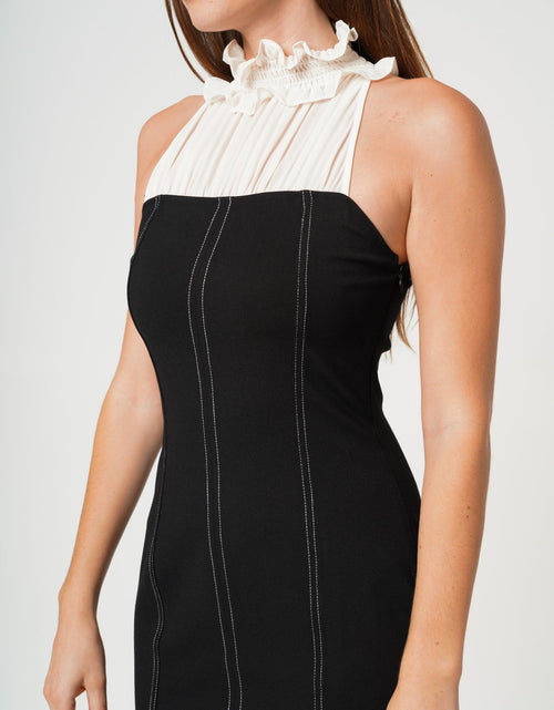 Load image into Gallery viewer, Women's Haltered Mock Neck Bodycon Mini Dress In Black by Shop at Konus
