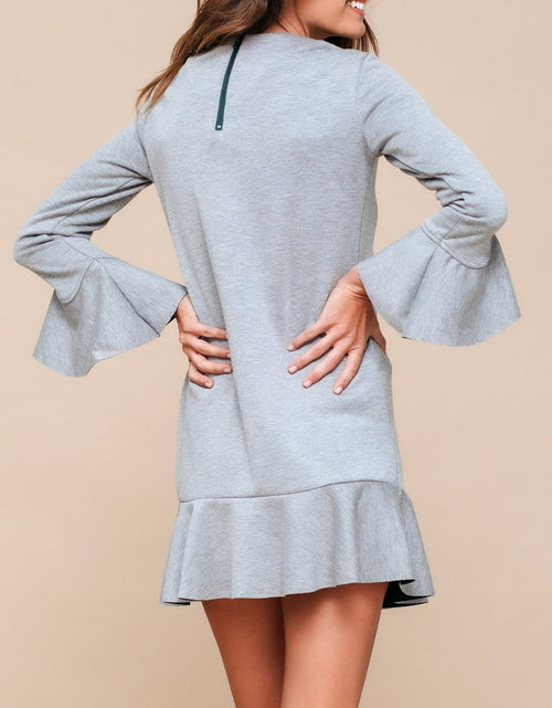 Load image into Gallery viewer, Bell Sleeve Shift Dress In Heather Grey by Shop at Konus
