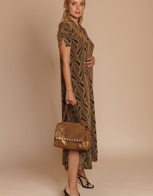 Load image into Gallery viewer, Golden Geometric Kaftan Dress by BYNES NEW YORK | Apparel &amp; Accessories
