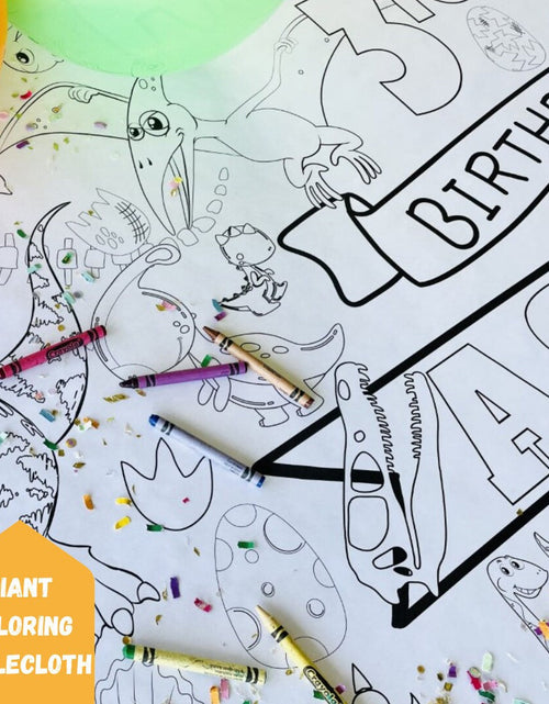 Load image into Gallery viewer, Dinosaur Coloring Tablecloth by Creative Crayons Workshop
