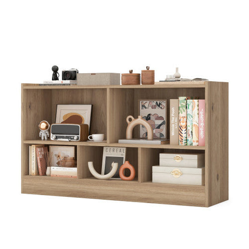 Load image into Gallery viewer, Kids 2-Shelf Bookcase 5-Cube Wood Toy Storage Cabinet Organizer-Natural
