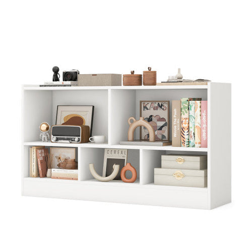 Load image into Gallery viewer, Kids 2-Shelf Bookcase 5-Cube Wood Toy Storage Cabinet Organizer-White
