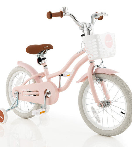 16 Inch Kids Bike with Front Handbrake and 2 Training Wheels-Pink