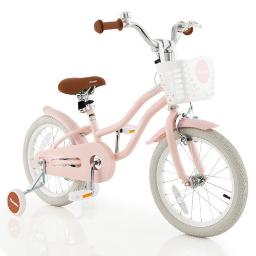 Load image into Gallery viewer, 16 Inch Kids Bike with Front Handbrake and 2 Training Wheels-Pink
