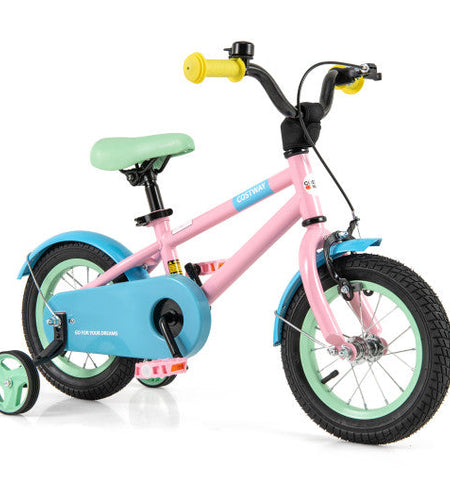 Kids Bike with Adjustable Handlebar and Saddle Pink-12 Inches