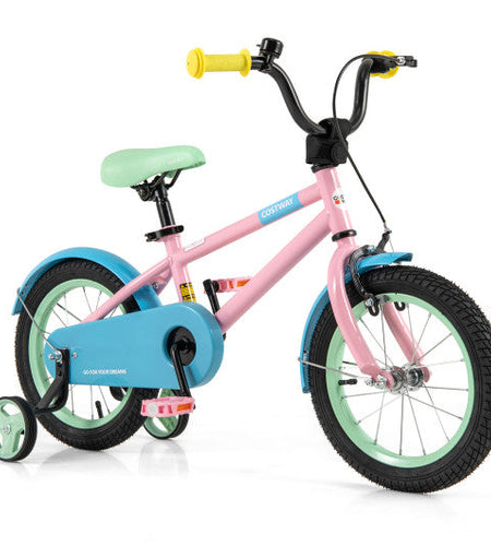 Kids Bike with Adjustable Handlebar and Saddle Pink-14 Inches