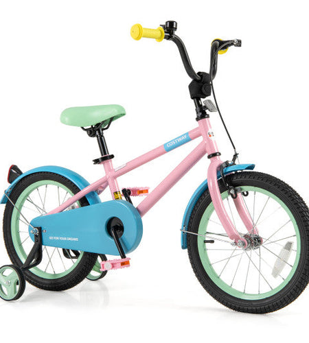 Kids Bike with Adjustable Handlebar and Saddle Pink-16 Inches