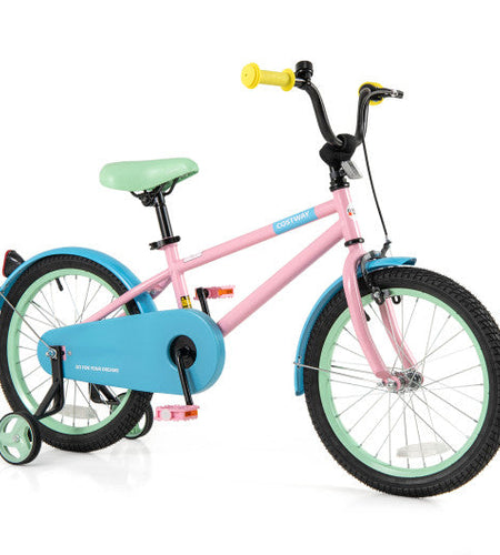 Kids Bike with Adjustable Handlebar and Saddle Pink-18 Inches