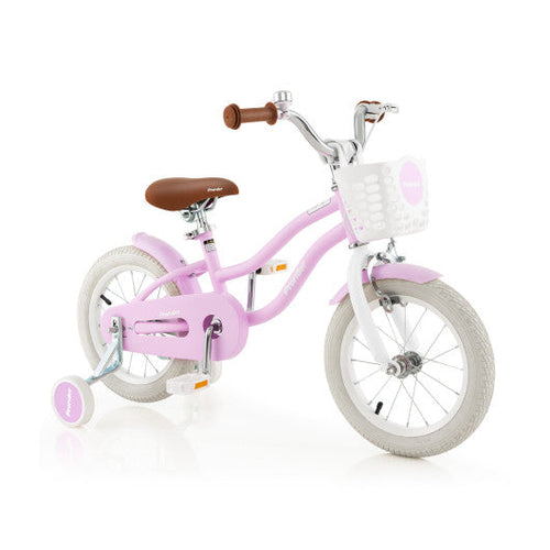 Load image into Gallery viewer, 14 Inch Kid's Bike with Removable Training Wheels and Basket-Purple
