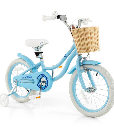 16-Inch Kids Bike with Training Wheels and Adjustable Handlebar Seat-Blue