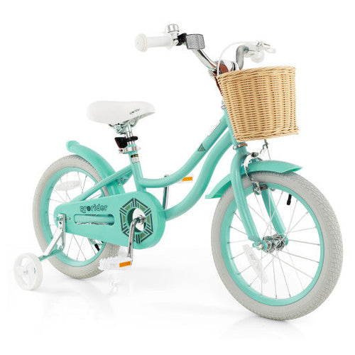 Load image into Gallery viewer, 16-Inch Kids Bike with Training Wheels and Adjustable Handlebar Seat-Green
